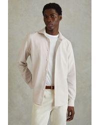 Reiss - Spring - Stone Textured Cutaway Collar Shirt, Xs - Lyst