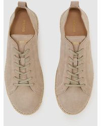 Reiss - Suede Espadrille Lace-Up Trainers - Lyst
