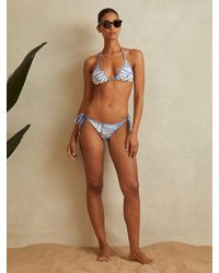 Reiss - Tina - Natural Print Printed Side Tie Bikini Bottoms, Us 10 - Lyst