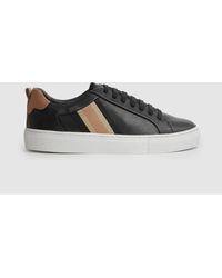 Reiss - Sonia Contrast Stripe Leather Low-top Trainers - Lyst