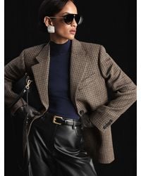 ATELIER - Wool Cotton Check Single Breasted Relaxed Fit Blazer - Lyst