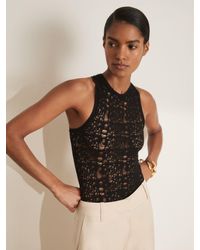 Reiss - Francesca - Black Atelier Lace-knit High-neck Bodysuit, X-small (us 2) - Lyst