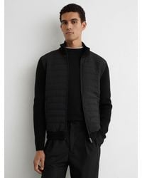 Reiss - Quilted Rib-Knit Funnel-Neck Jacket - Lyst