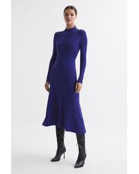 Reiss - Chrissy - Blue Knitted Bodycon Midi Dress - Lyst