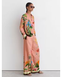 Reiss - Petite Tropical Scarf-Print Wide-Leg Trousers - Lyst