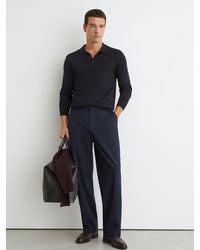 Reiss - Merino Wool Long-Sleeve Polo Shirt - Lyst
