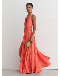 Reiss - Petite Halterneck Pleated Maxi Dress - Lyst