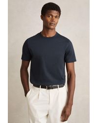 Reiss - Count - Navy Mercerised-cotton Crew-neck T-shirt, Xxl - Lyst