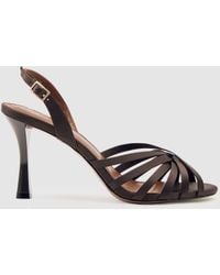 Reiss - Satin Cross-Strap Heeled Sandals - Lyst