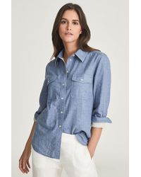 Reiss Mimi - Cotton Twin Pocket Shirt - Blue