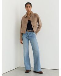 Reiss - Suede Cropped Trucker Jacket - Lyst
