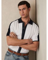 Reiss - Colourblock Tipped Knit Shirt - Lyst