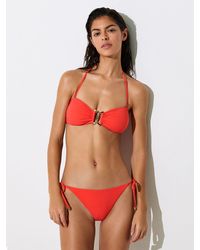 Reiss - Riah - Coral Orange Side-tie Bikini Bottoms, Us 2 - Lyst