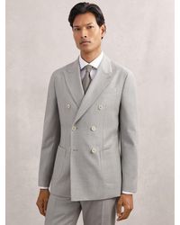 Reiss - Wool Flannel Double-Breasted Tailored-Fit Blazer - Lyst