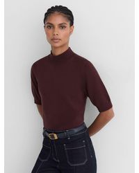 Reiss - Cotton And Wool Funnel-Neck Knit Top - Lyst