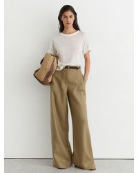 Reiss - Ashby - Light Khaki Green Petite Linen Wide-leg Trousers, Us 8 - Lyst