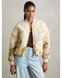 Reiss - Quilted Printed Bomber Jacket - Lyst
