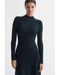 Reiss - Chrissy - Teal Knitted Bodycon Midi Dress - Lyst