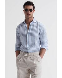Reiss - Ruban Ls Herringbone Stripe Linen Shirt - Lyst