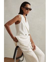 Reiss - Halter - White Lori Viscose Linen Double Breasted Suit Waistcoat - Lyst