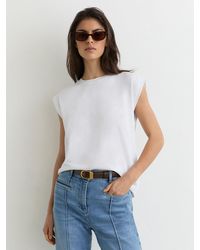 Reiss - Millie - White Cotton Cap-sleeve T-shirt, Xl (us 16-18) - Lyst