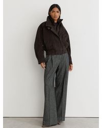 Reiss - Petite Suede Double-Layer Relaxed-Fit Jacket - Lyst