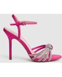 Reiss - Estel - Pink Embellished Heeled Sandals, Us 7.5 - Lyst
