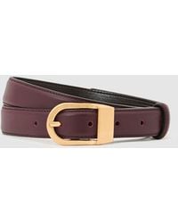 Reiss - Hazel - Burgundy Leather Curved-buckle Belt, L (us 12-14) - Lyst