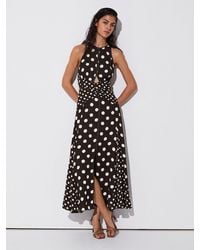 Reiss - Chocolate & Polka-Dot Cut-Out Midi Dress - Lyst