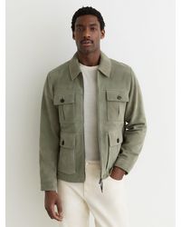 Reiss - Daventry - Green Suede Four-pocket Zip-through Jacket, M - Lyst