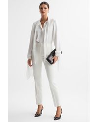 Reiss - Mila - Off White Petite Slim Fit Wool Blend Suit Trousers - Lyst