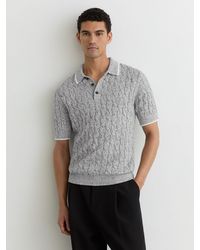 Reiss - Cotton Cable-Knit Polo Shirt - Lyst