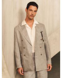 Reiss - Tailored Fit Linen Double-Breasted Suit Blazer - Lyst