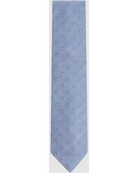 Reiss - Trevi - Sky Blue Silk Blend Textured Floral Print Tie - Lyst