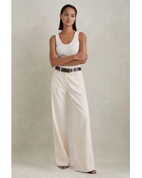Reiss - Colorado - Cream Garment Dyed Wide Leg Trousers - Lyst