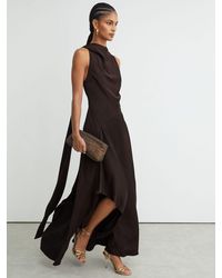 Reiss - Petite Satin Cape-Detail Maxi Dress - Lyst