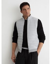 Reiss - Funnel-Neck Quilted Knit Gilet - Lyst