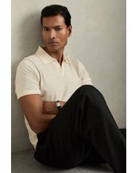 Reiss - Duchie - Snow White Merino Wool Open-collar Polo Shirt, M - Lyst