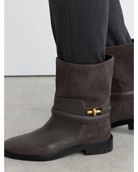 Reiss - Leather Turnlock-Hardware Biker Ankle Boots - Lyst
