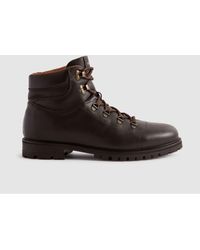Reiss - Ashdown - Dark Brown Leather Hiking Boots, Uk 11 Eu 45 - Lyst