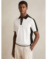 Reiss - Optic & Colour-Block Knit Polo Shirt - Lyst
