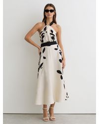 Reiss - Jacquard Printed Halterneck Midi Dress - Lyst