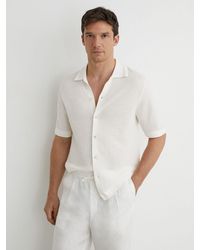 Reiss - Textured-Knit Button-Through Shirt - Lyst