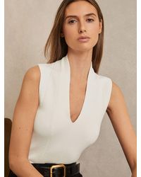 Reiss - Kimmy - Ivory Knitted Sleeveless V-neck Vest, L (us 12-14) - Lyst
