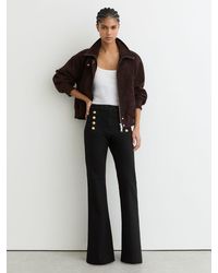 Reiss - Button-Detail High-Rise Flared Jeans - Lyst