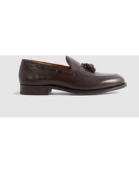 Reiss - Clayton - Dark Brown Leather Tassel Loafers - Lyst