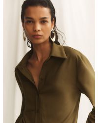Reiss - Adie - Khaki Green Wool-blend Long-sleeve Shirt, Us 4 - Lyst