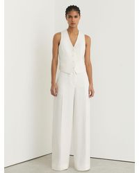 Reiss - Alyx - White Linen-blend Wide-leg Trousers, Us 2 L - Lyst