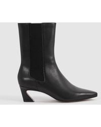 Reiss - Mina - Black Leather Kitten Heel Chelsea Boots, Us 7 (uk 5) - Lyst