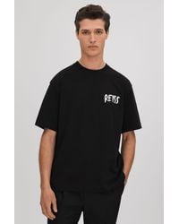 Reiss - Abbott - Black/white Cotton Motif T-shirt, M - Lyst